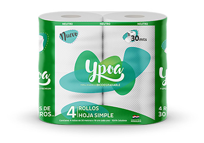 Papel Higiénico Ypoa Verde - Reciclado Blanco X 4